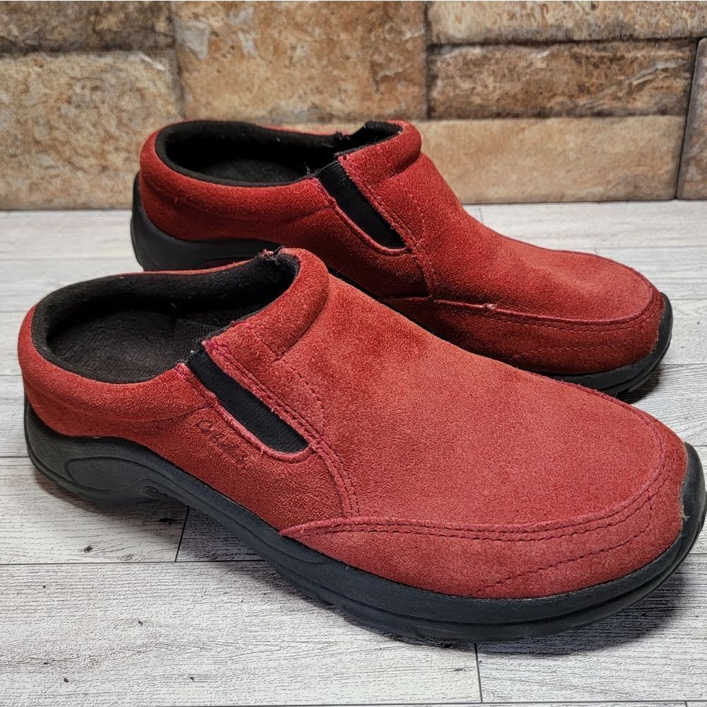 Cabela's Women Red Suede Slip On Mules Clogs Sz 8.5